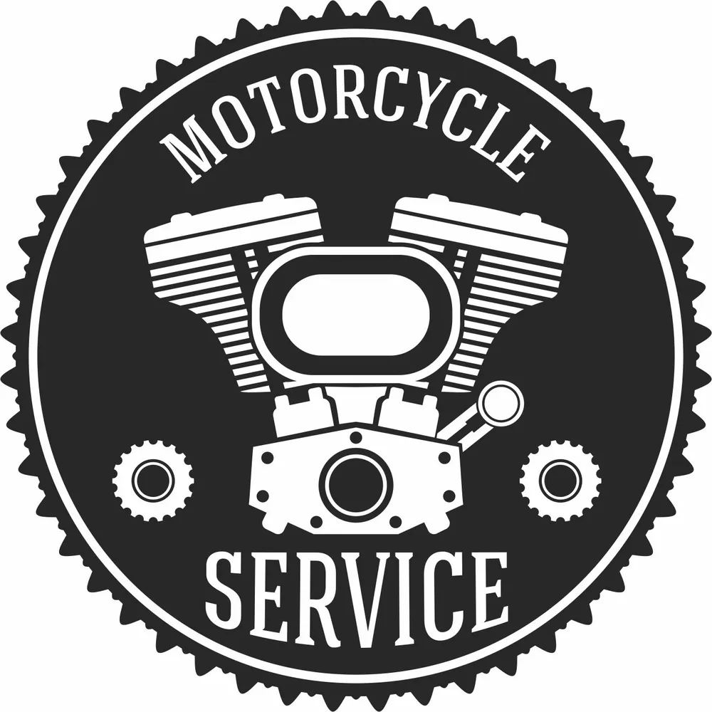 Motorcycle Service Engine Sign Design — DXF linework preview