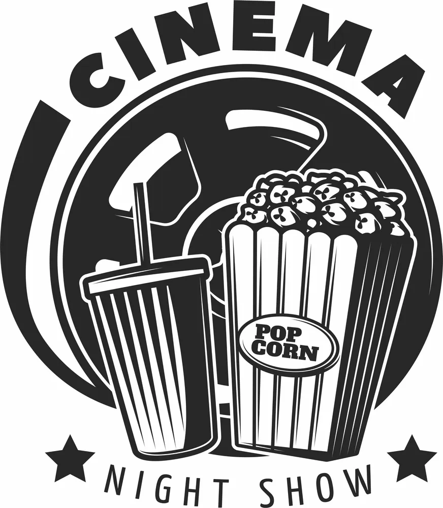 Movies Pop Corn Logo Sign — full DXF linework preview