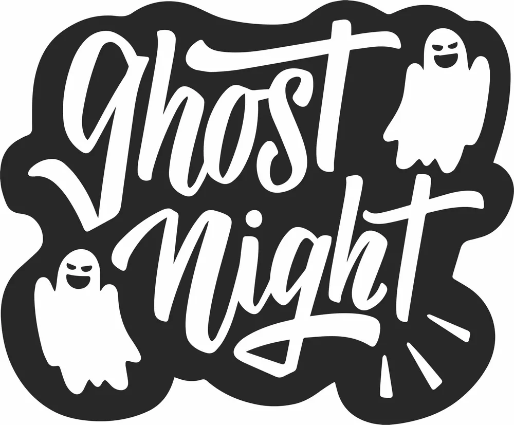 Night Ghost Halloween Clipart — full DXF linework preview