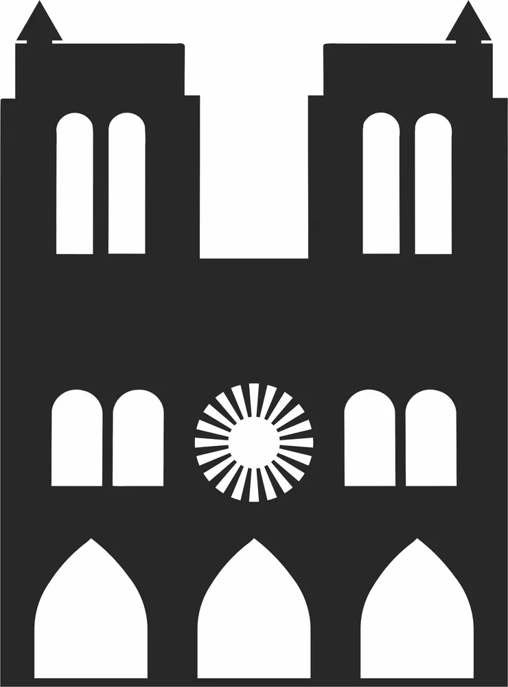 Notre Dame De Paris Gothic Cathedral Architecture Silhouette — DXF linework preview