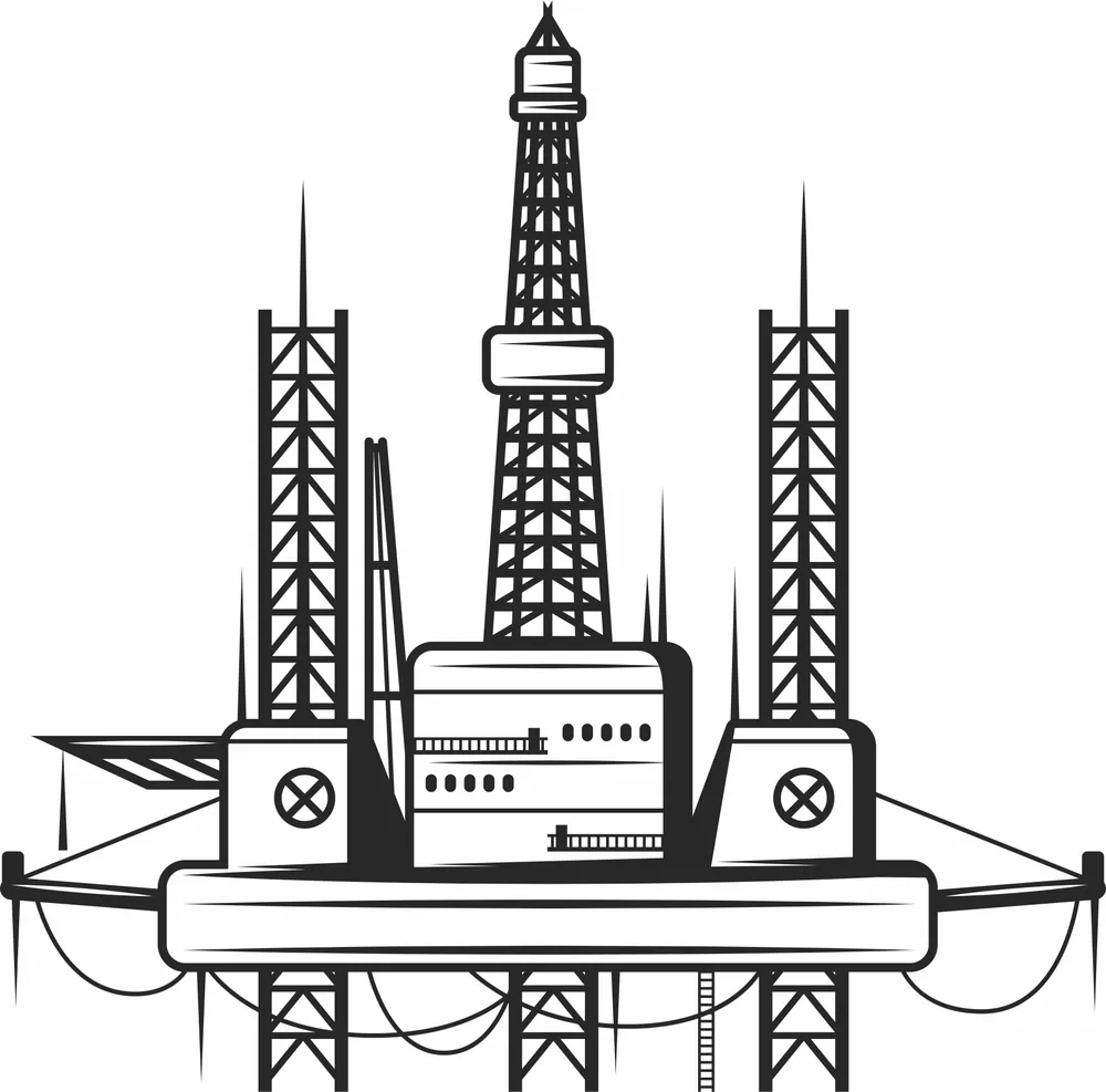 Oil Rig Clipart — full DXF linework preview