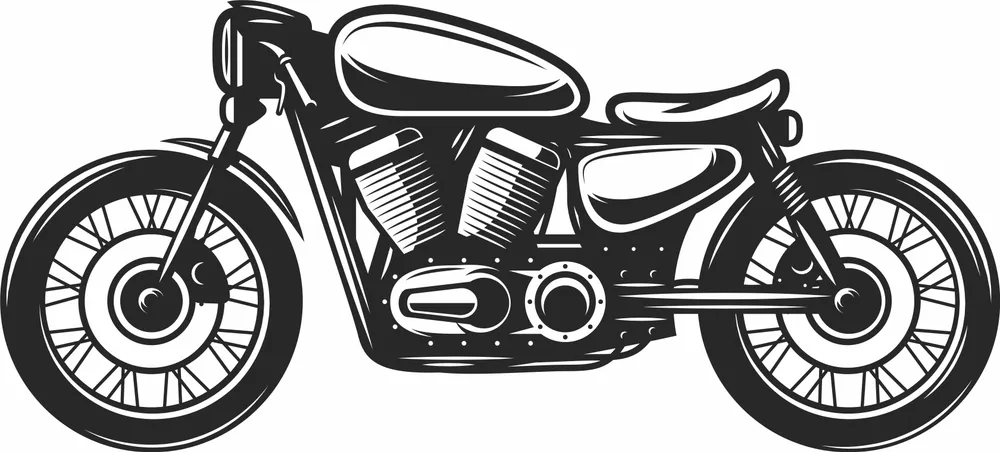 Old Vintage Motorcycle Clipart — full DXF linework preview