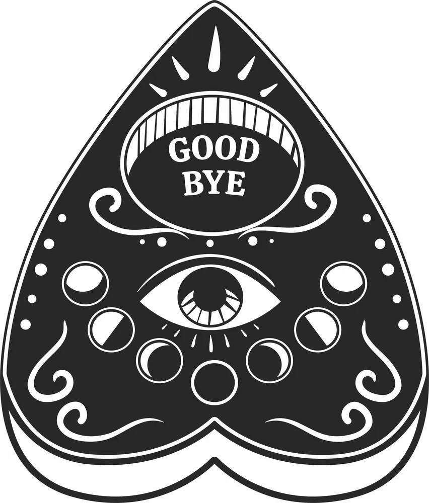 Ouija Halloween Heart Clipart — DXF linework preview