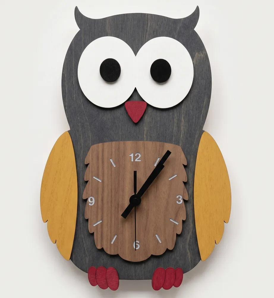 Owl Wall Clock — full DXF linework preview