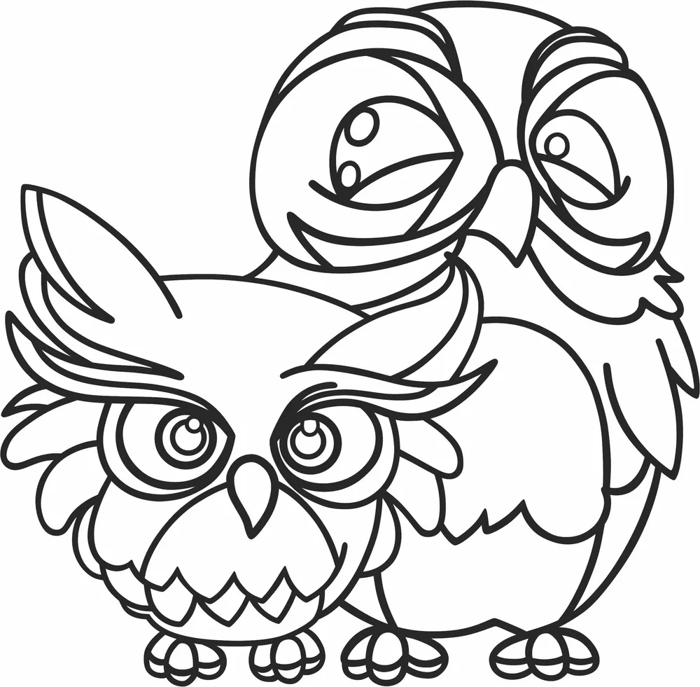 Owls Clipart — DXF linework preview