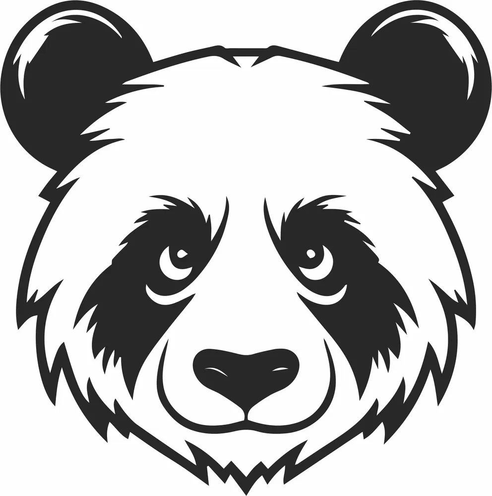 Panda Face Clipart — DXF linework preview