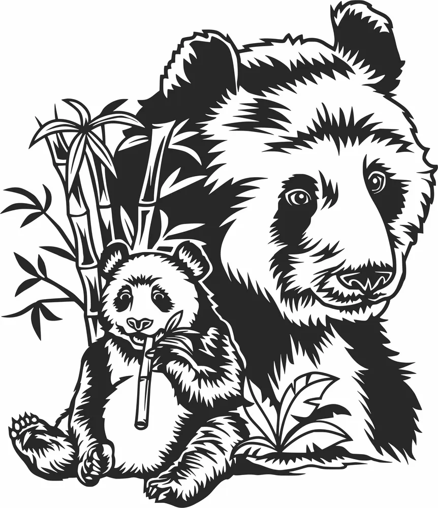 Pandas Wall Art — DXF linework preview