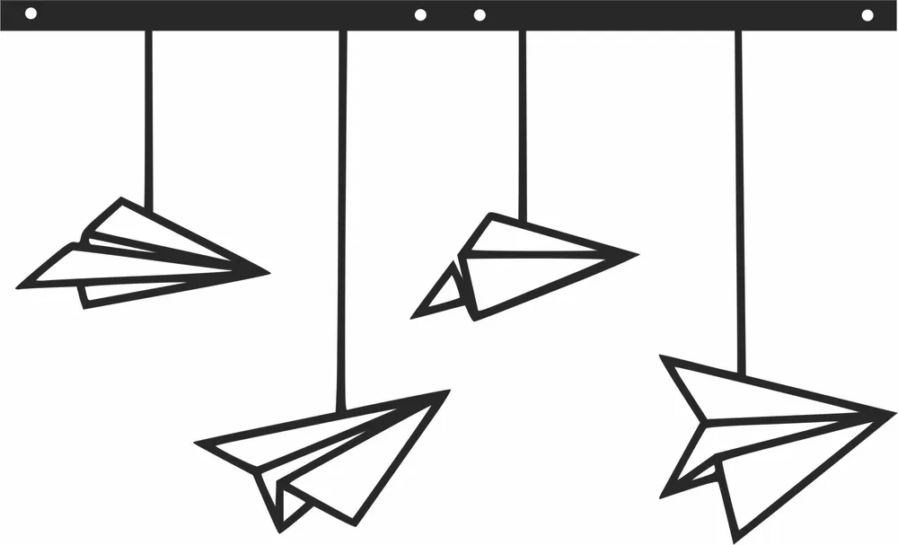Paper Plane Wall Art — DXF linework preview