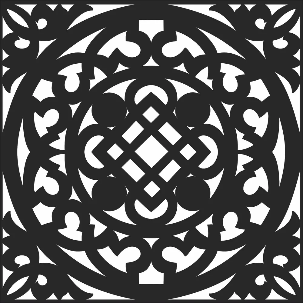 Pattern Square Wall Art — full DXF linework preview