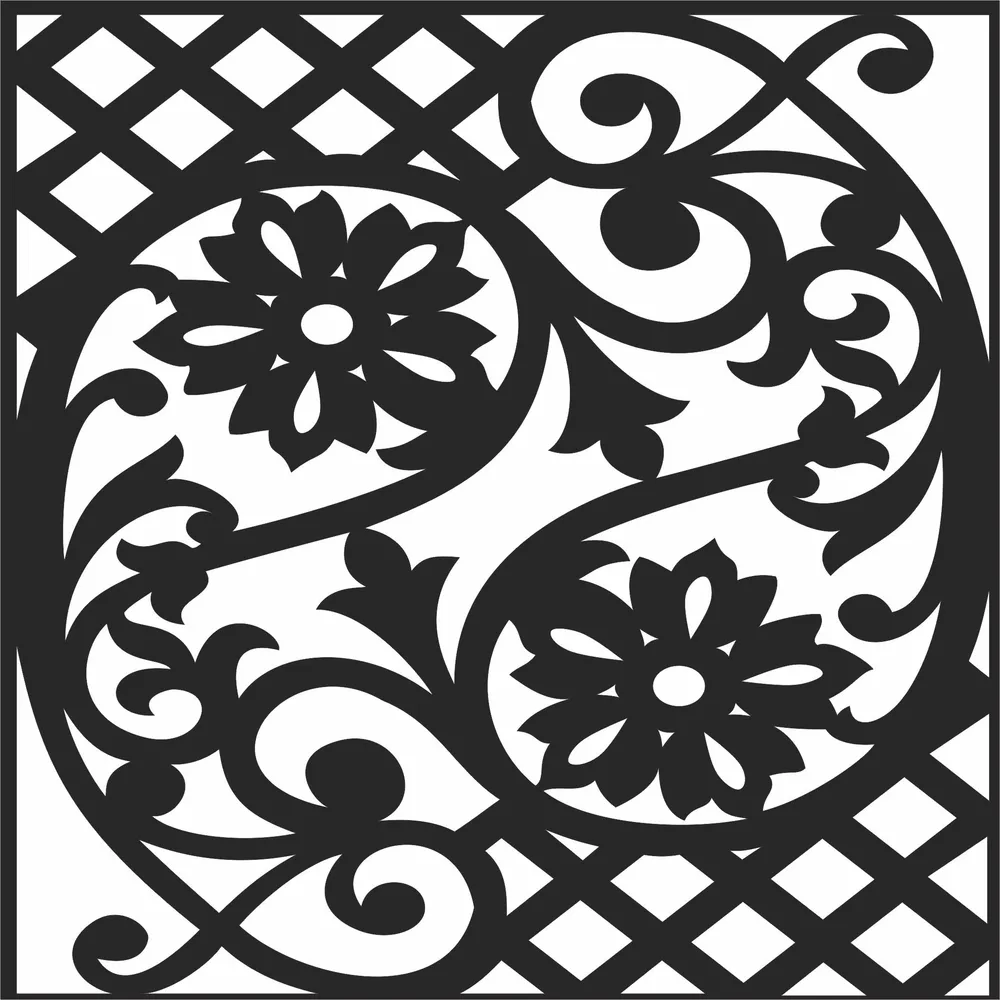 Pattern Square Wall Art — full DXF linework preview