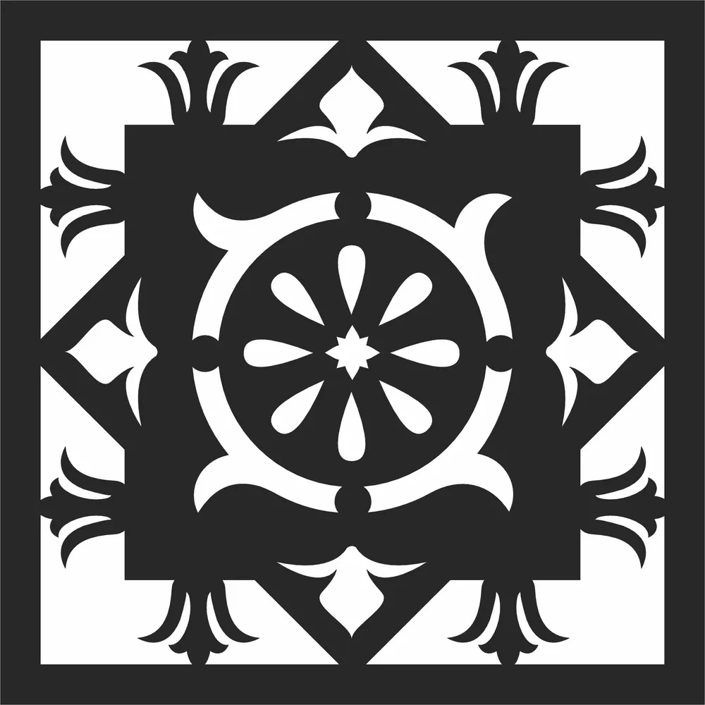 Pattern Square Wall Art — full DXF linework preview