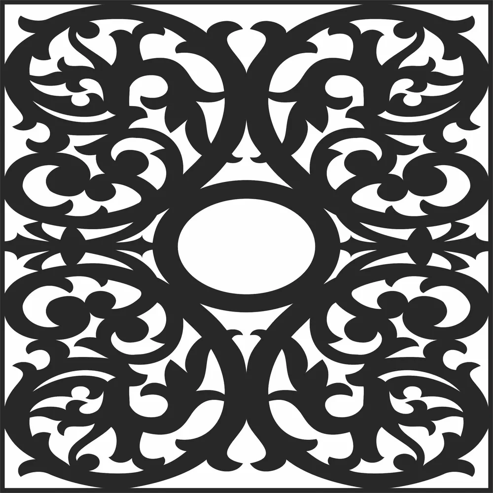 Pattern Square Wall Art — full DXF linework preview