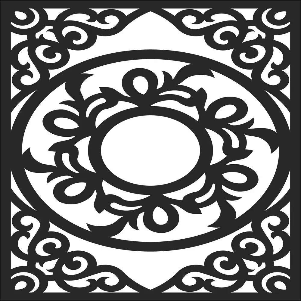 Pattern Square Wall Art — full DXF linework preview