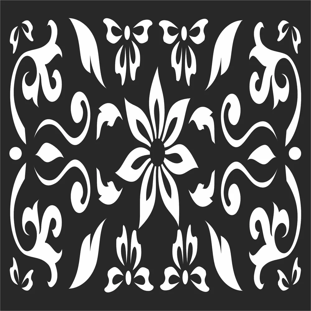 Pattern Square Wall Art — full DXF linework preview