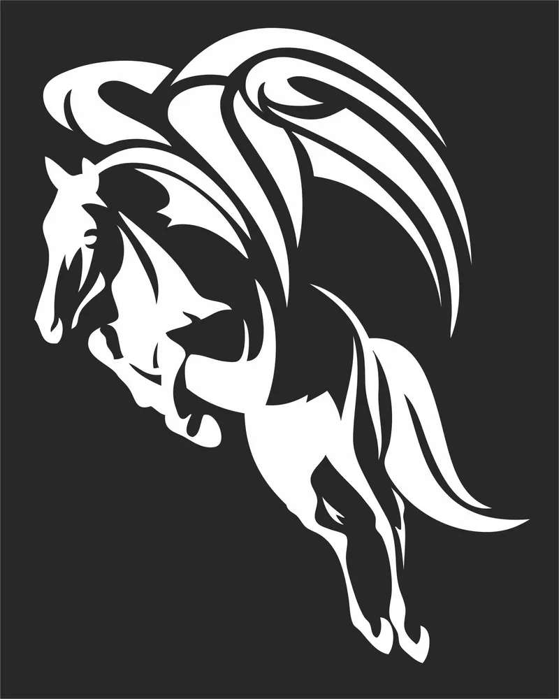 Pegasus Horse Clipart — full DXF linework preview