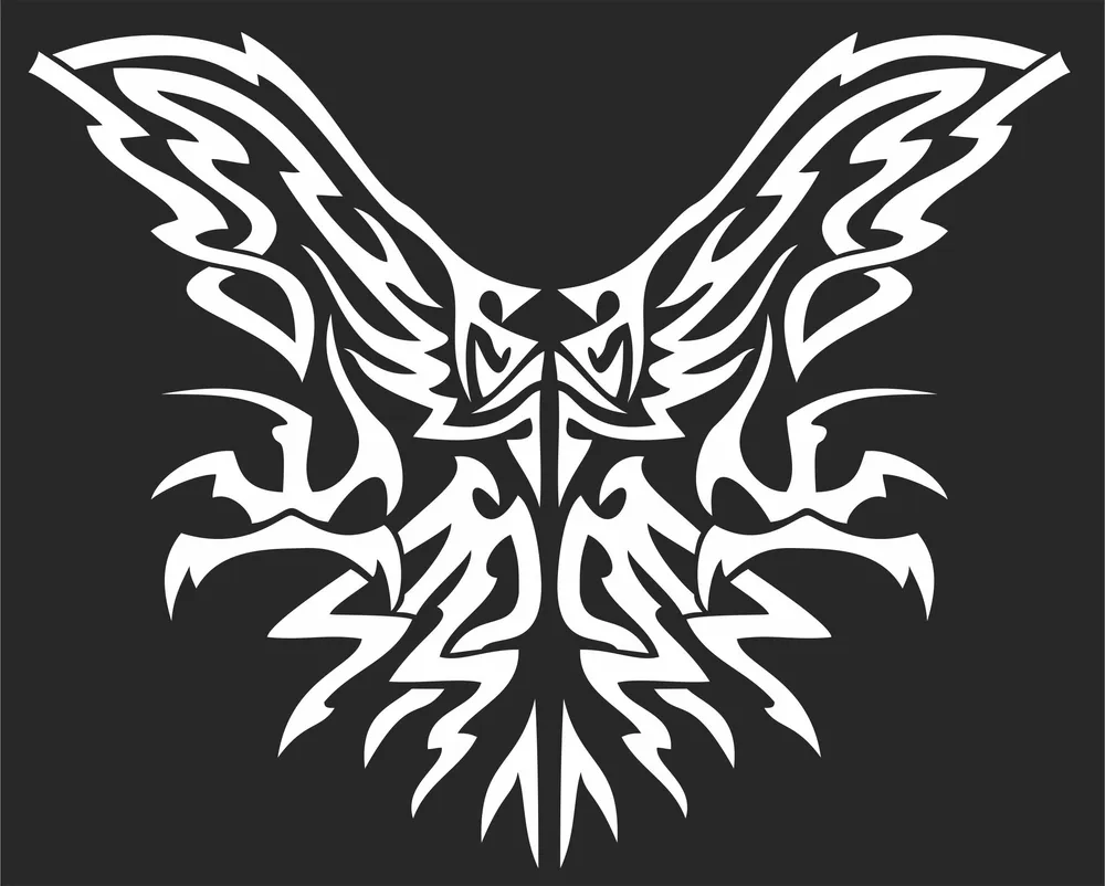 Phoenix Bird Logo Clipart — full DXF linework preview