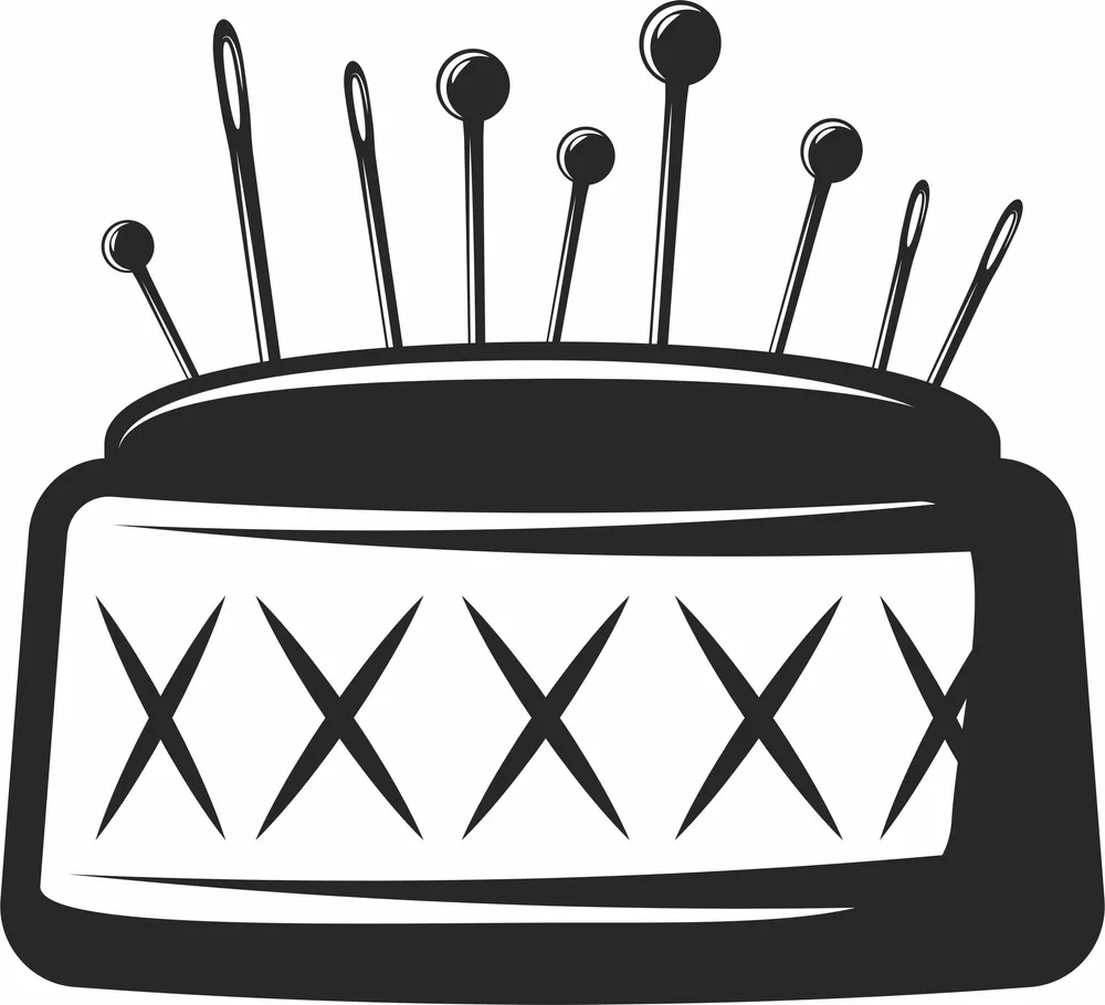 Pincushion with Needles Design — full DXF linework preview