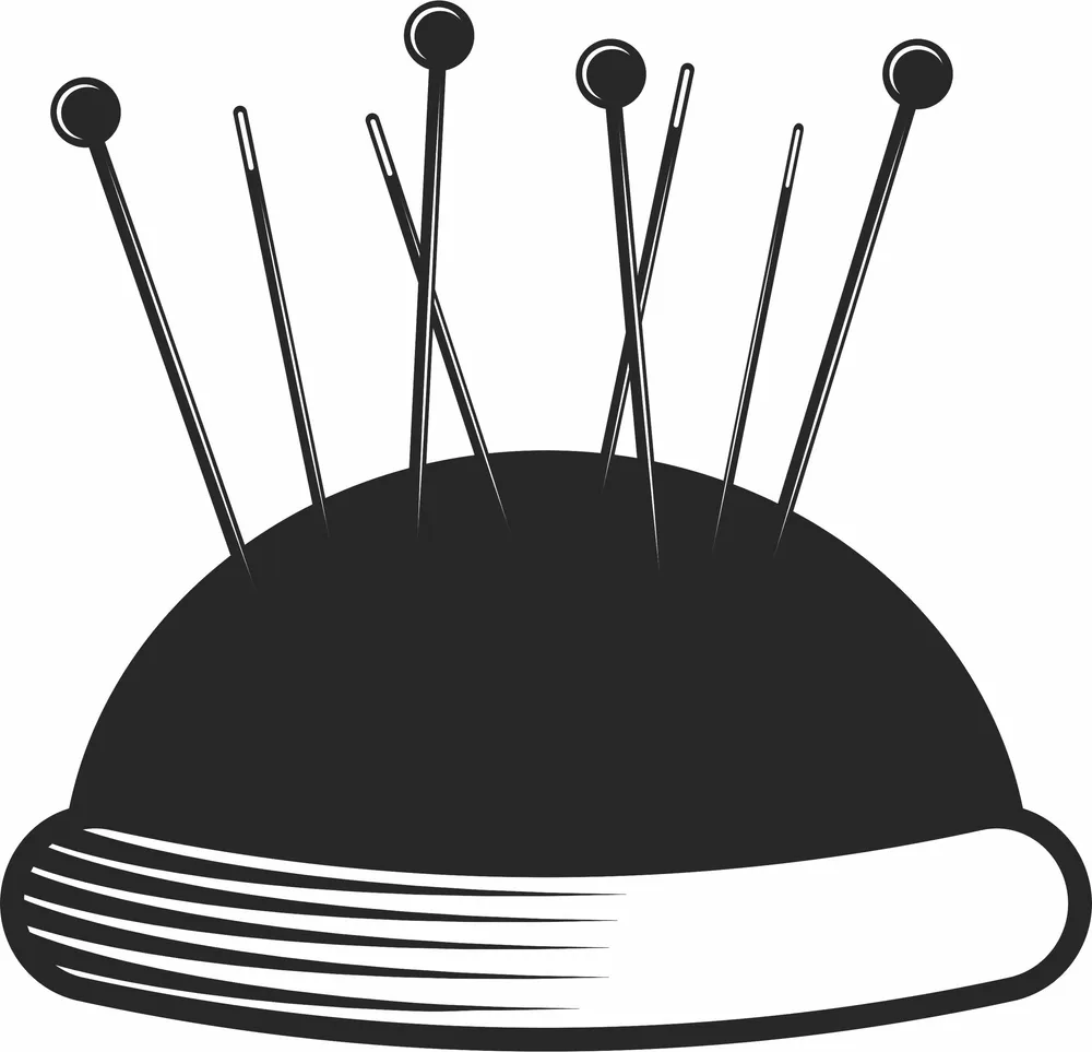 Pincushion with Needles Design — full DXF linework preview
