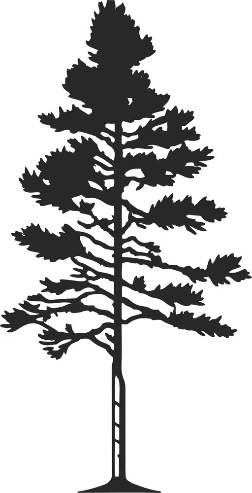 Pine Tree Silhouette — full DXF linework preview