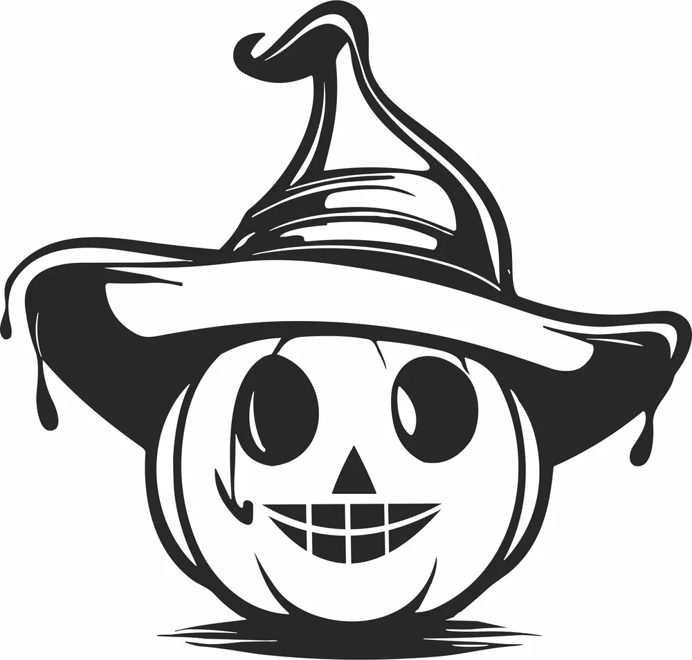 Pumpkin Hat Clipart — full DXF linework preview