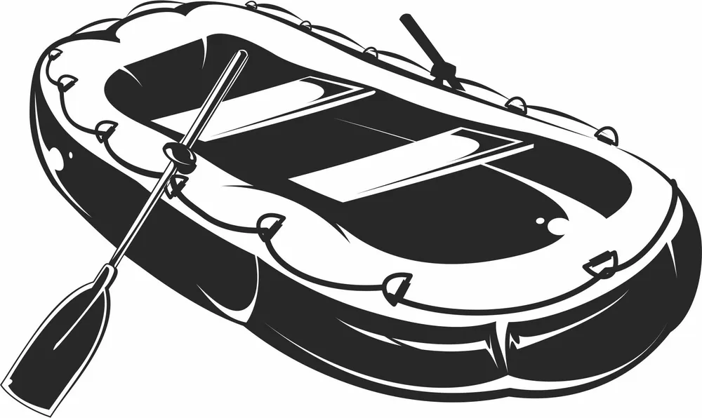 Raft Boat Clipart — full DXF linework preview
