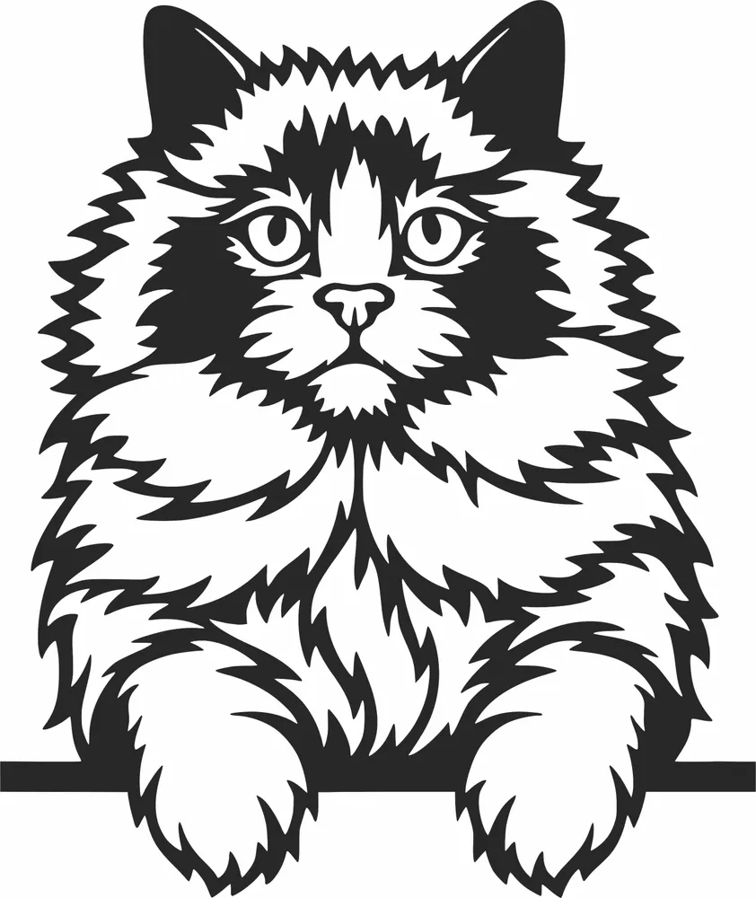 Ragdoll Cat Wall Art — full DXF linework preview