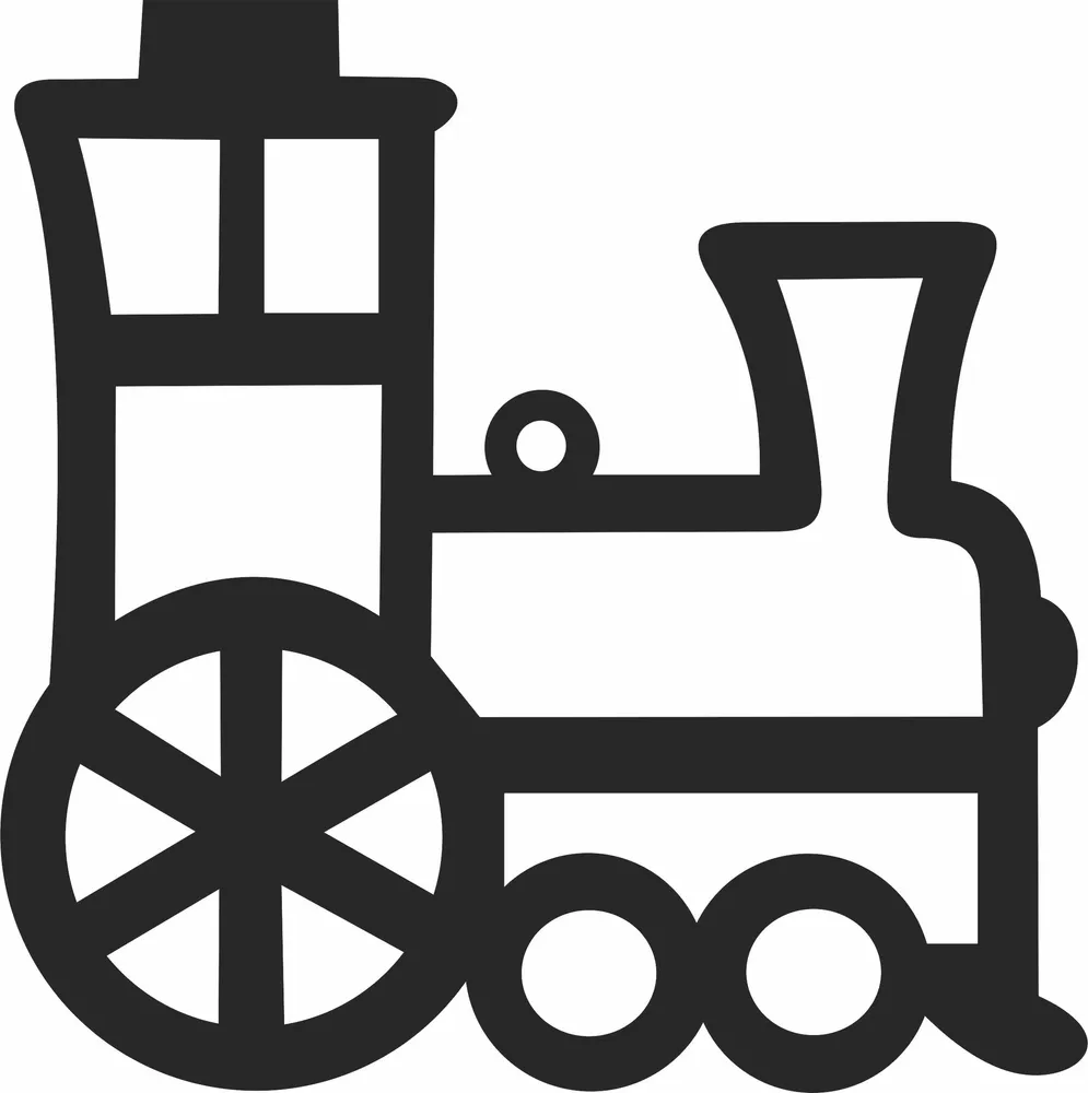 Railroad Train Clipart — full DXF linework preview