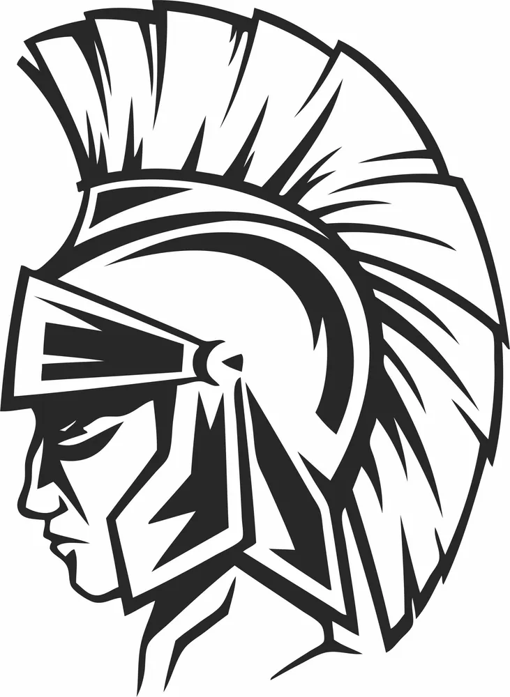 Raster Spartan Warrior Clipart — full DXF linework preview