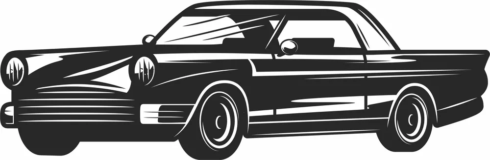 Retro Car Clipart — full DXF linework preview