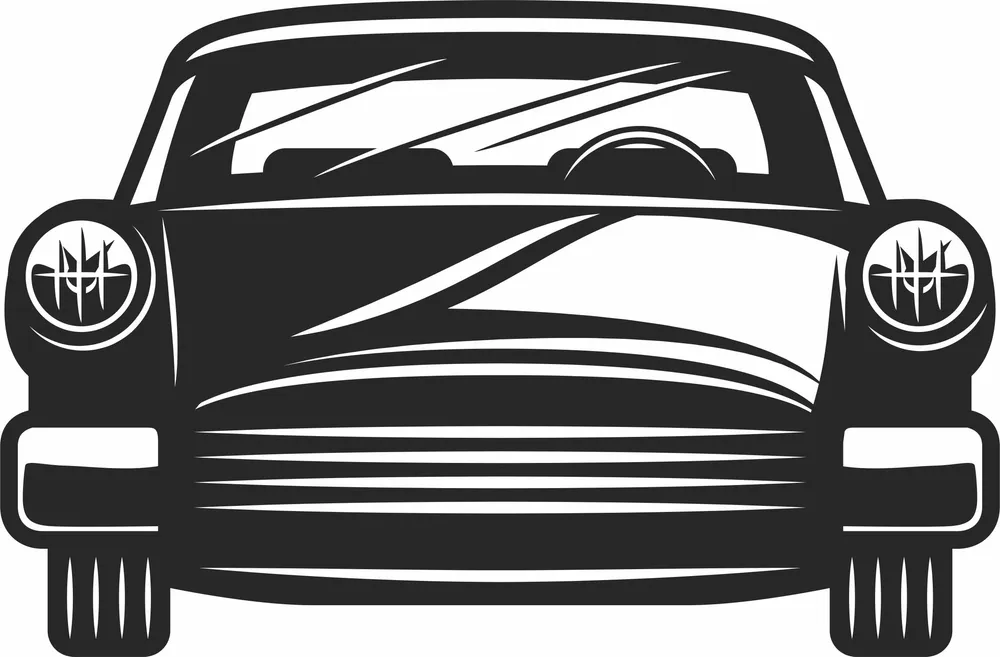 Retro Car Clipart — full DXF linework preview