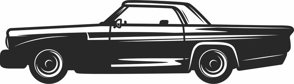 Retro Car Silhouette — full DXF linework preview