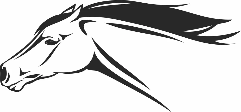 Running Horse Head Clipart — full DXF linework preview