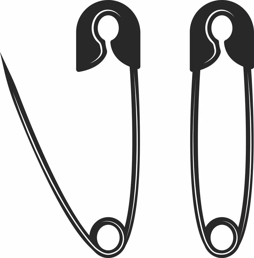 Safety Pins Design — full DXF linework preview