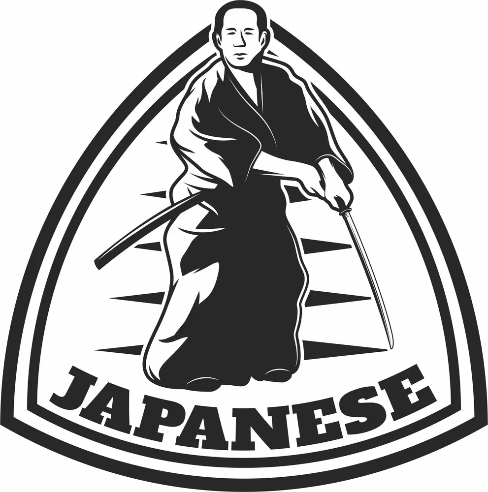 Samurai Japan Clipart — full DXF linework preview