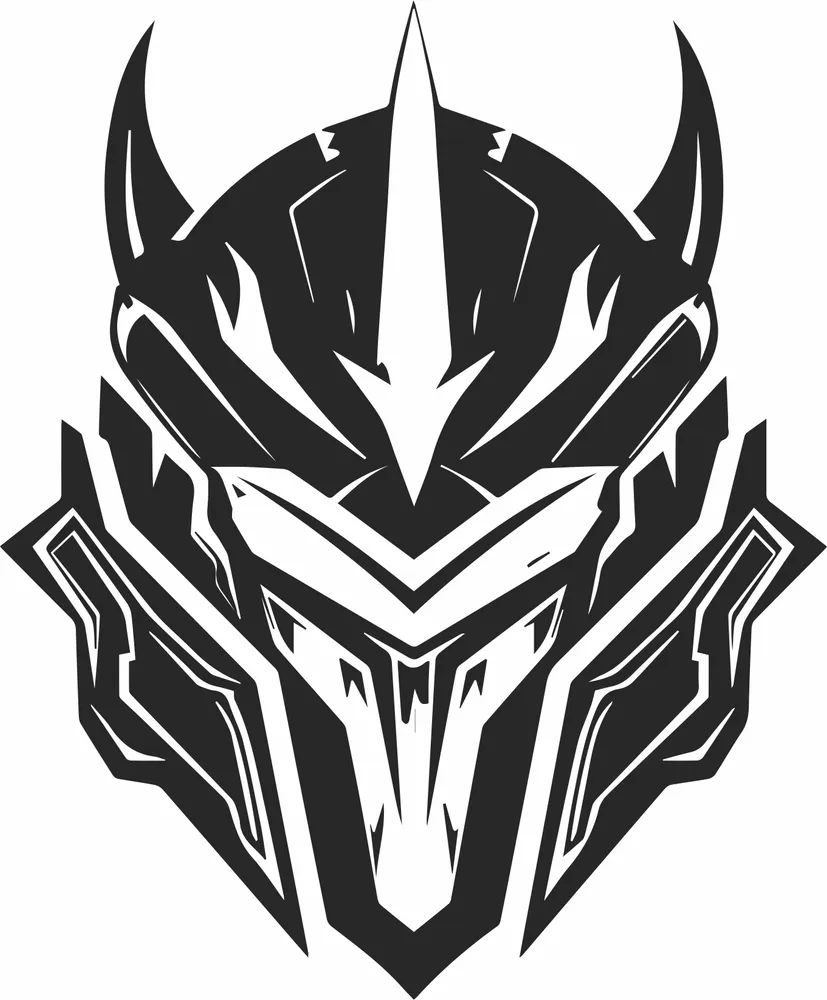 Samurai-maske Ronin Clipart — full DXF linework preview