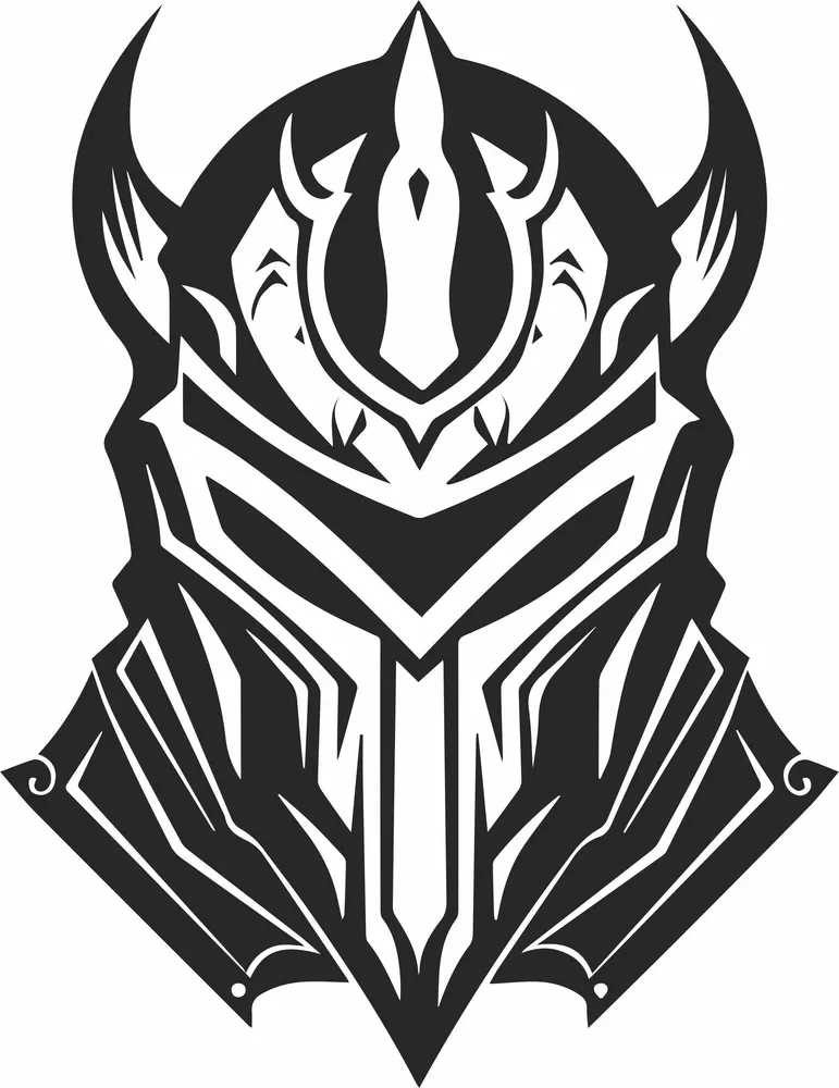 Samurai-maske Ronin Clipart — full DXF linework preview