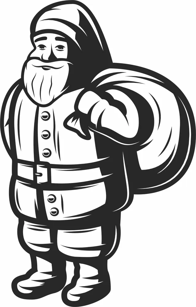 Santa Claus Bag Christmas Presents Clipart — full DXF linework preview