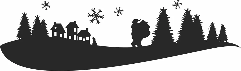 Santa Claus Christmas Scene Wall Art — full DXF linework preview