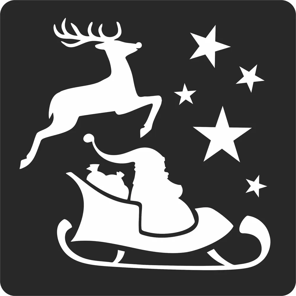 Santa Claus Sleigh Clipart — full DXF linework preview