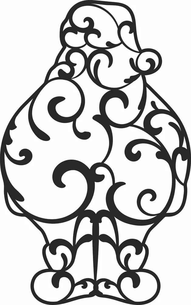 Santa Clause Christmas Clipart — full DXF linework preview