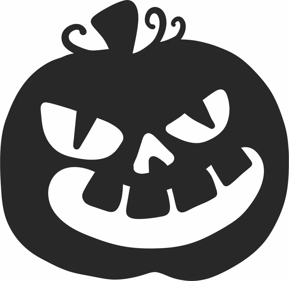 Scary Pumpkin for Halloween Clipart — full DXF linework preview