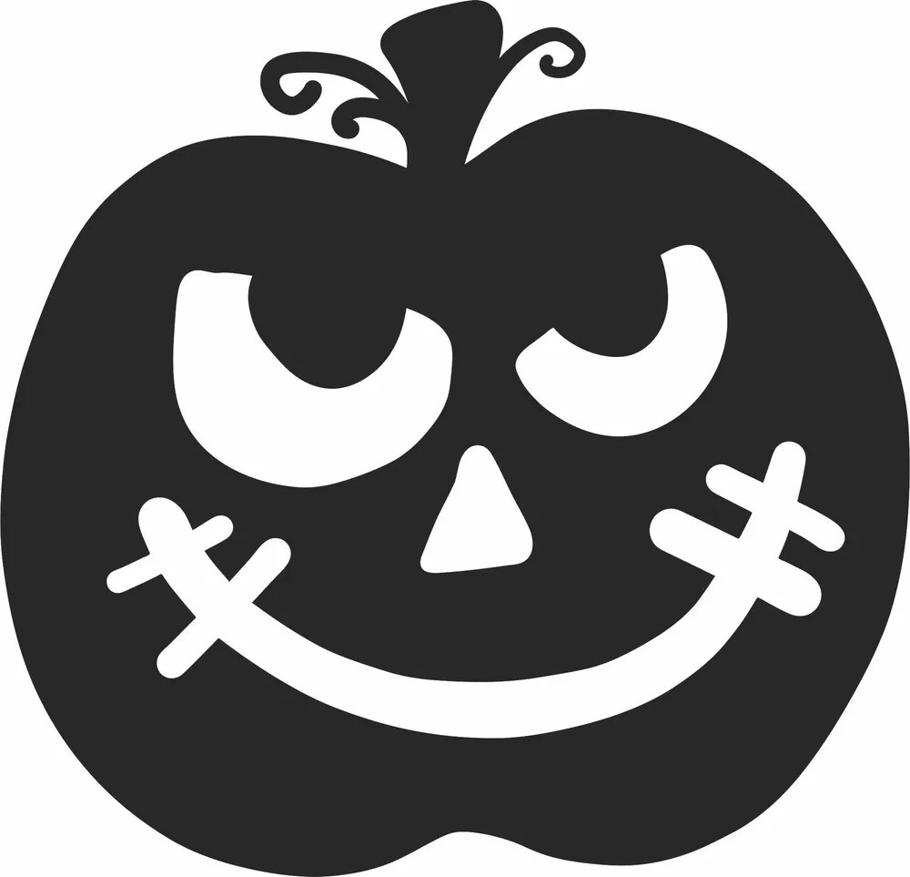 Scary Pumpkin for Halloween Clipart — full DXF linework preview