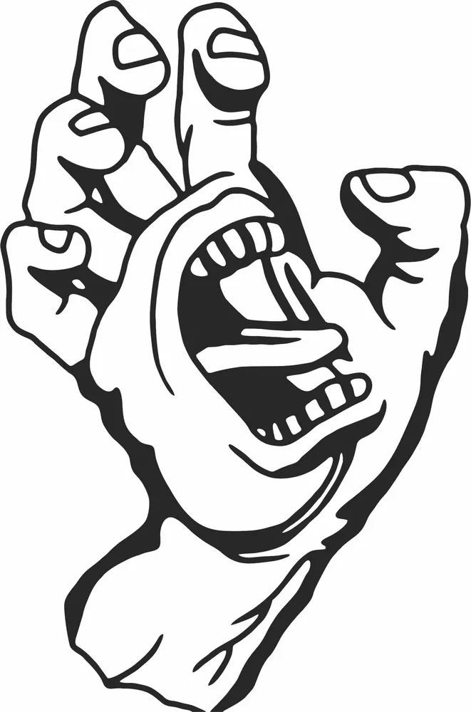 Screaming Hand Monster Mouth Palm Graphic — DXF linework preview
