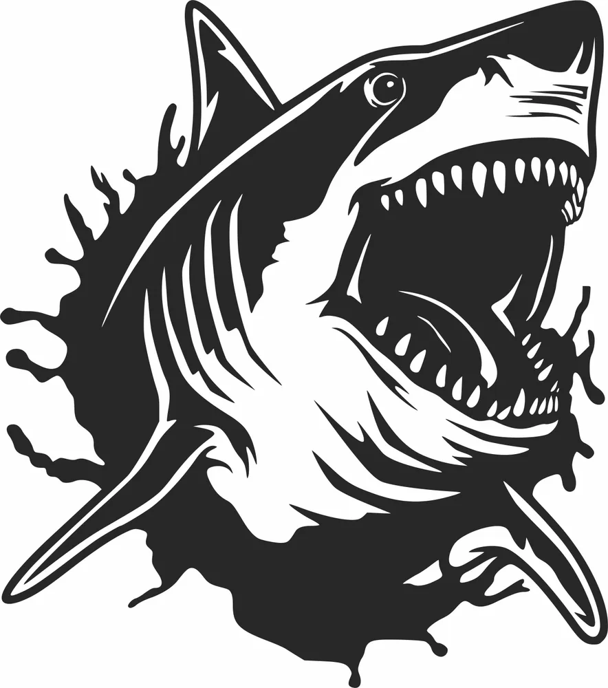 Shark Wall Art — full DXF linework preview