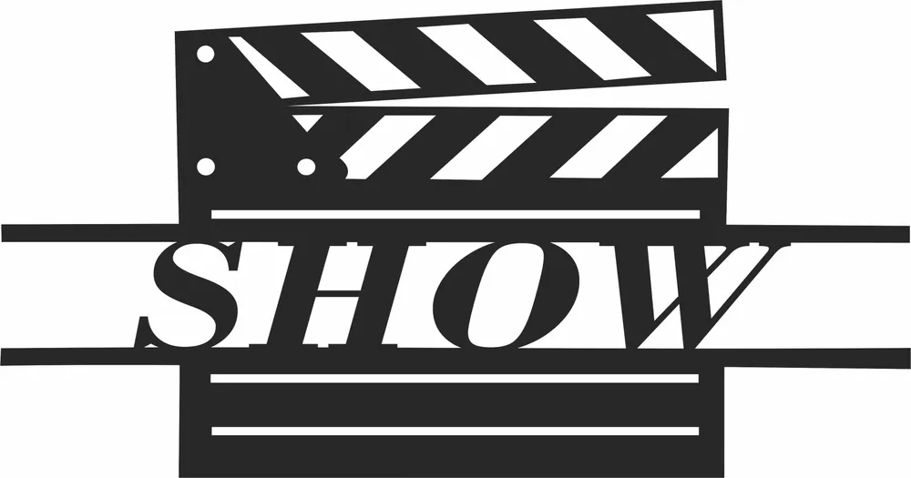 Show Time Movie Clappers Clipart — full DXF linework preview