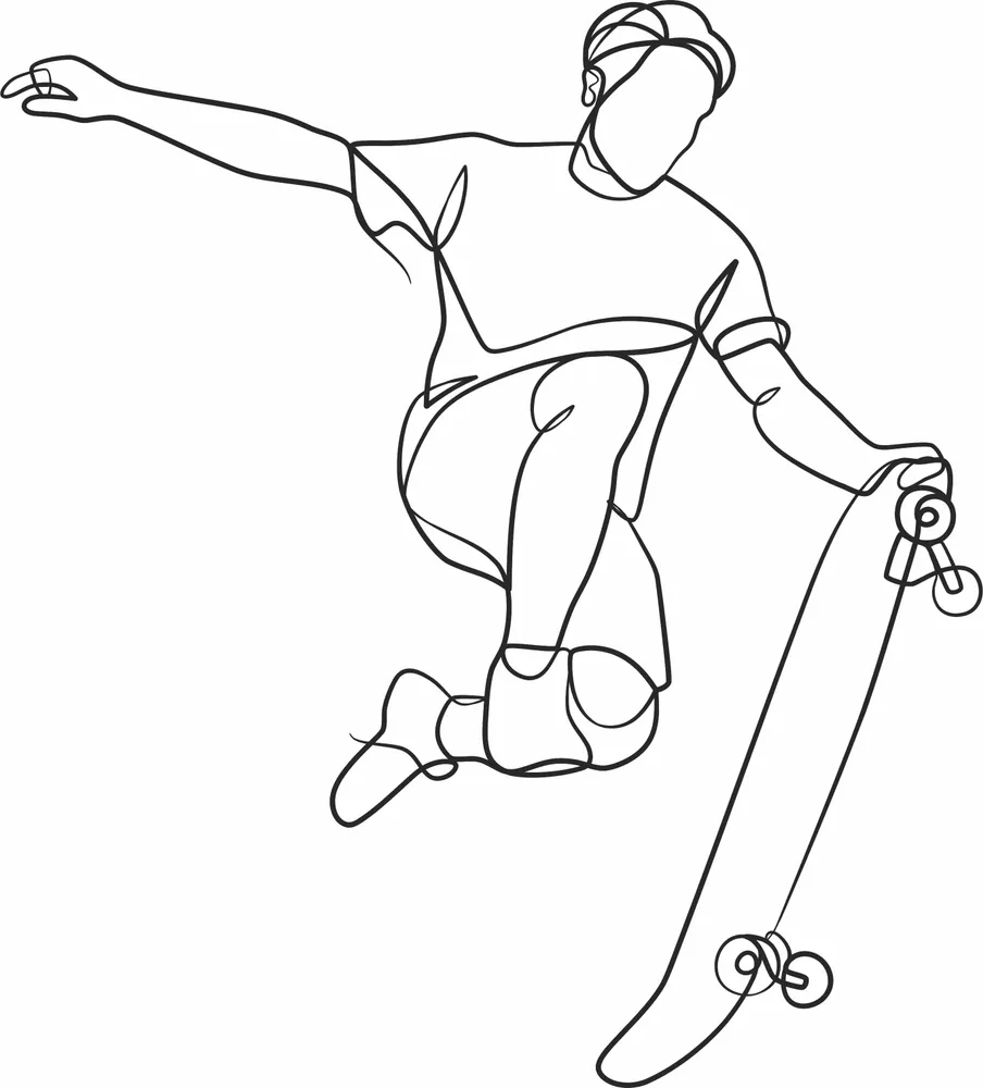 Skateboard Line Clipart — full DXF linework preview
