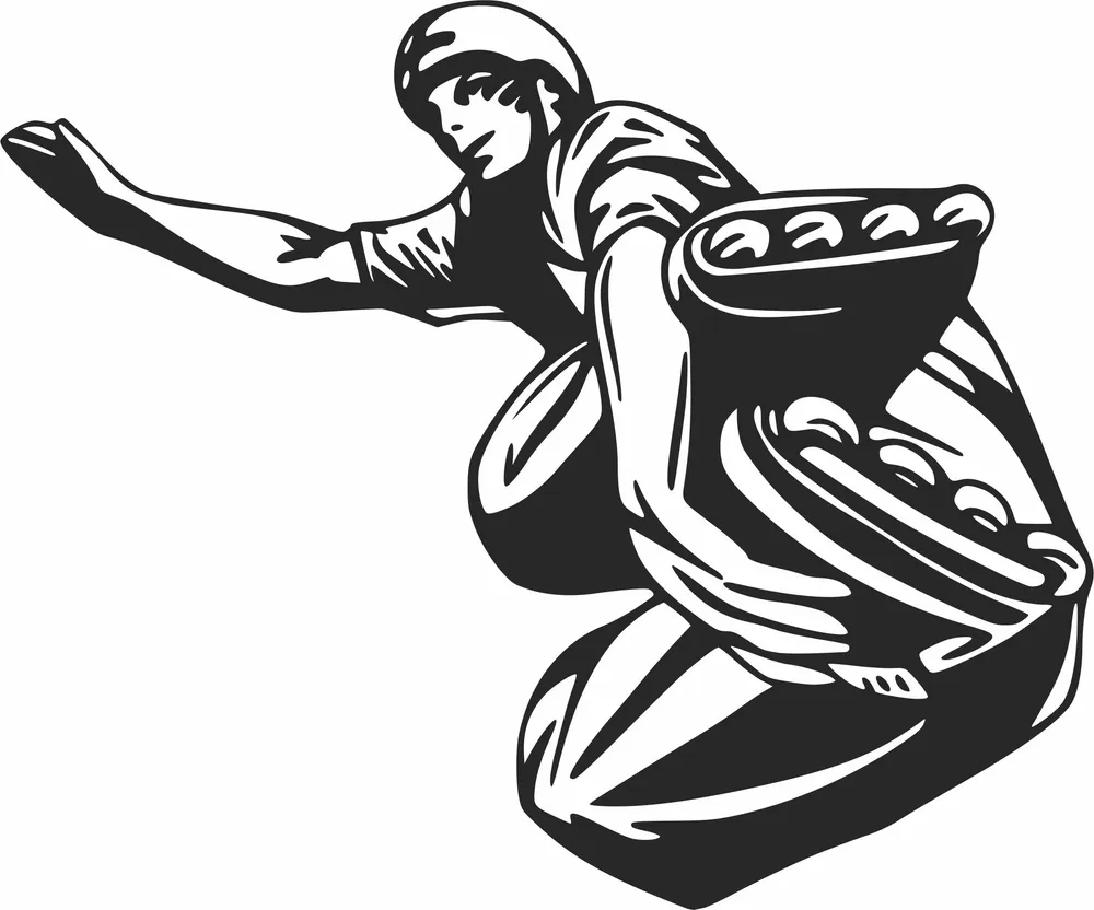 Skateboard Roller Playing Clipart — full DXF linework preview
