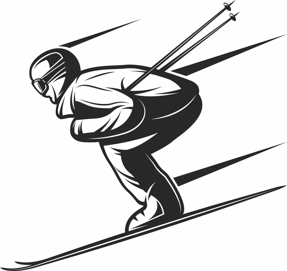 Skiing Clipart — full DXF linework preview
