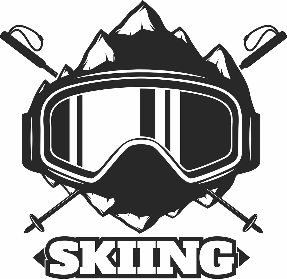 Skiing Goggles Mountain Clipart — full DXF linework preview