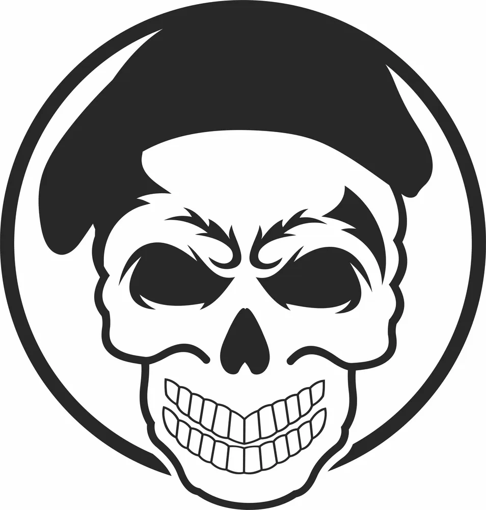 Skull Army Wall Art — full DXF linework preview